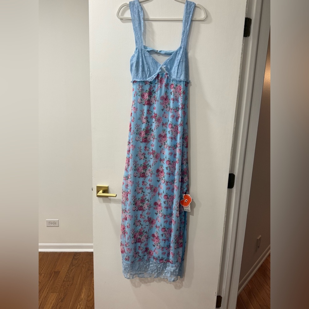Cider Blue and Pink Floral Chemise